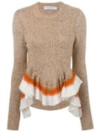 Philosophy Di Lorenzo Serafini Ruffled Hem Jumper, Women's, Size: 42, Nude/neutrals, Cotton/acrylic/polyester/wool