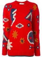 Coach Multi-patterns Sweater, Women's, Size: Xs, Red, Nylon/spandex/elastane/cashmere/wool