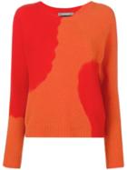 Suzusan Two-tone Printed Sweater - Red