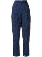 Emporio Armani Lace Appliqué Cropped Trousers - Blue