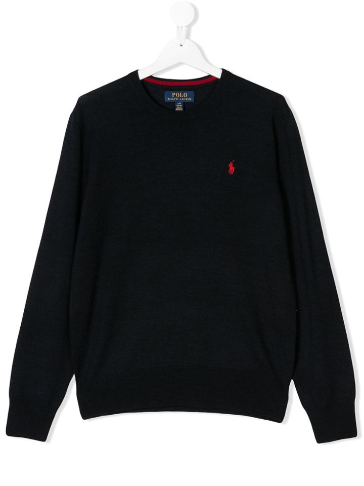 Ralph Lauren Kids Teen Logo Embroidered Jumper - Blue