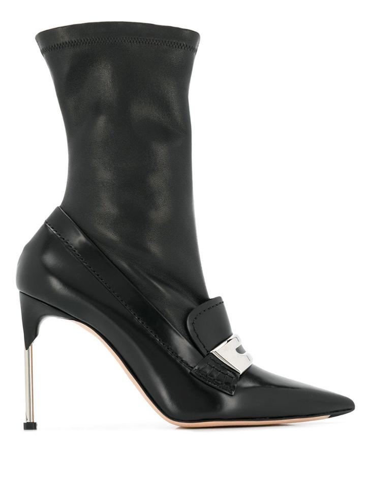 Alexander Mcqueen Metal Bar Moccasin Style Boots - Black