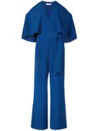 Halston Heritage Cut Out Shoulder Jumpsuit - Blue