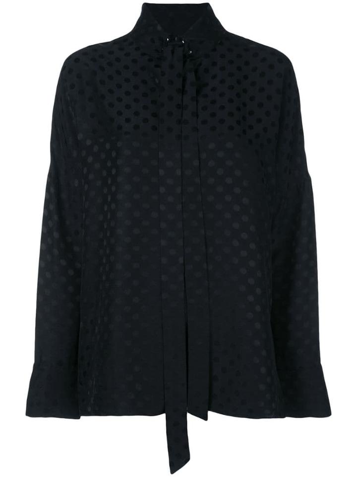 Tibi Polka Dot Tie Neck Top - Black