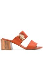 Lanvin Mid-block Heel Mules - Brown