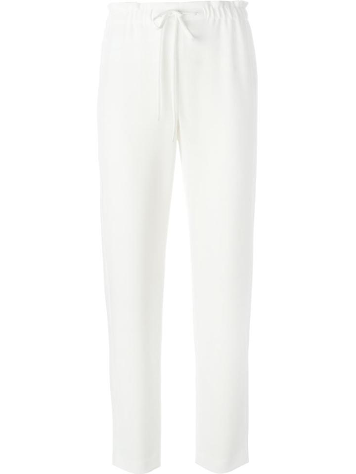 Theory Drawstring Straight Leg Trousers, Women's, Size: 6, White, Triacetate/polyester/polyurethane