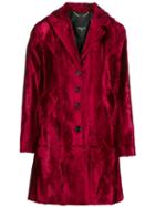 Paltò Single-breasted Velvet Coat - Red