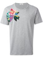 Valentino Floral Print T-shirt, Men's, Size: Large, Grey, Cotton