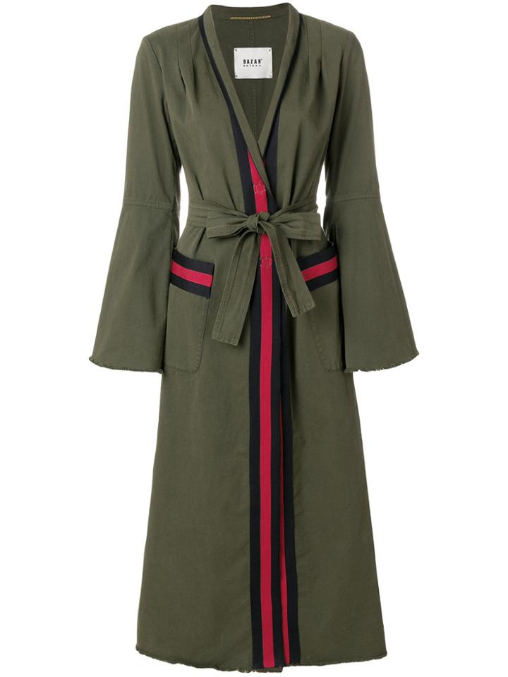 Bazar Deluxe Embellished Striped Coat - Green