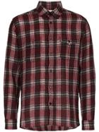 Saint Laurent Check Print Shrunken Wool Blend Shirt - Red