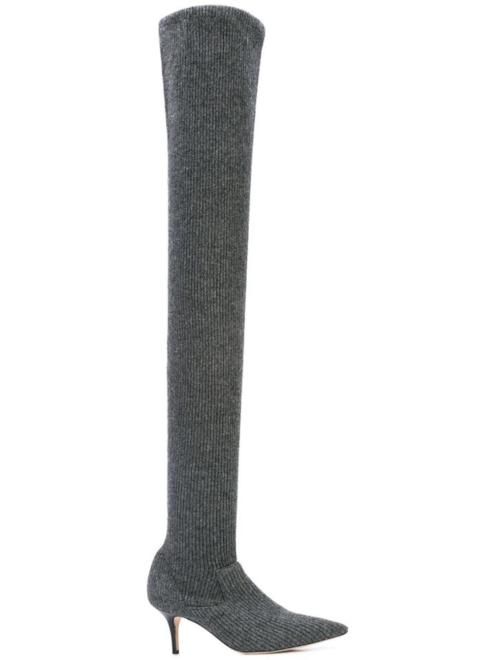 Monse Over The Knee Knit Sock Boots - Grey