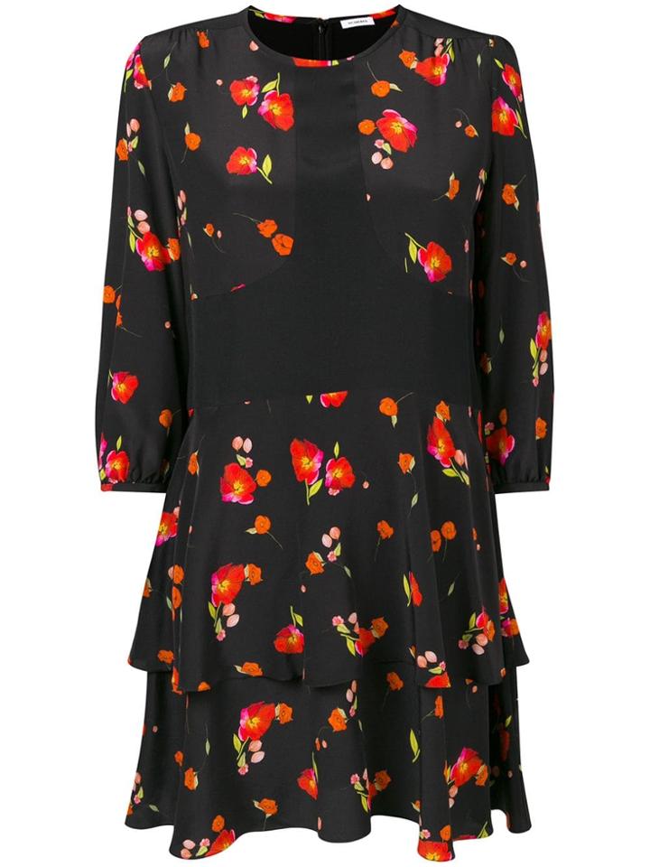 Vilshenko Floral Print Ruffled Dress - Black