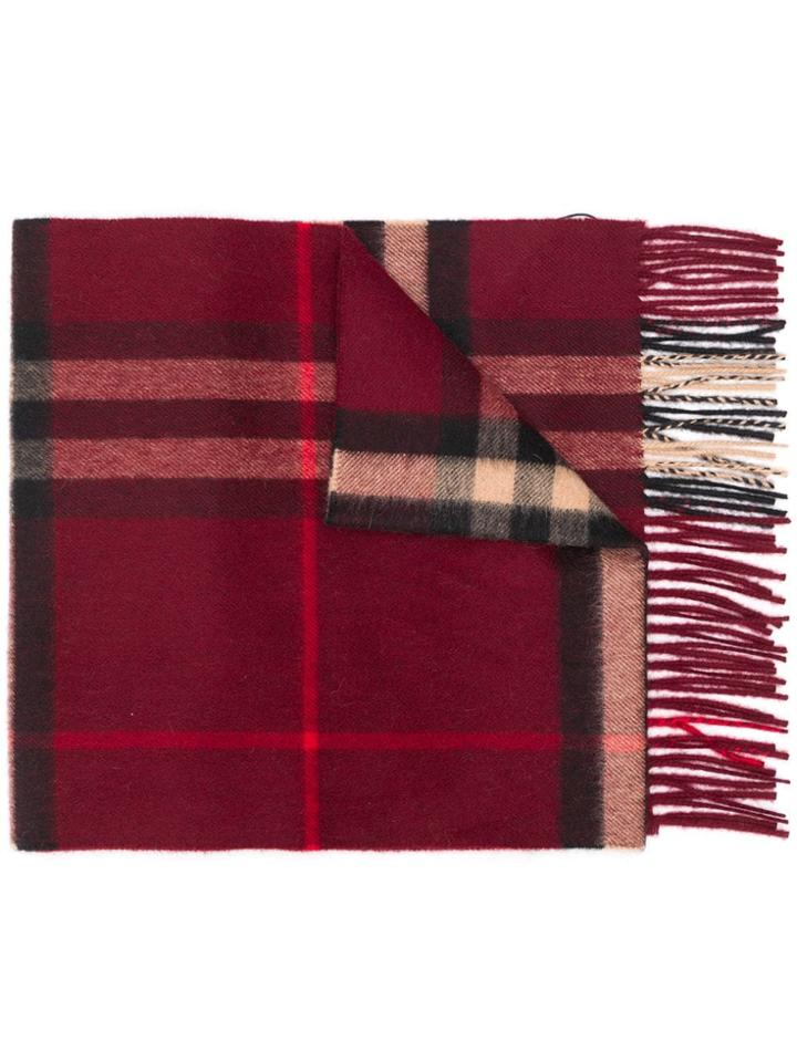 Burberry Giant Check Cashmere Scarf - Red