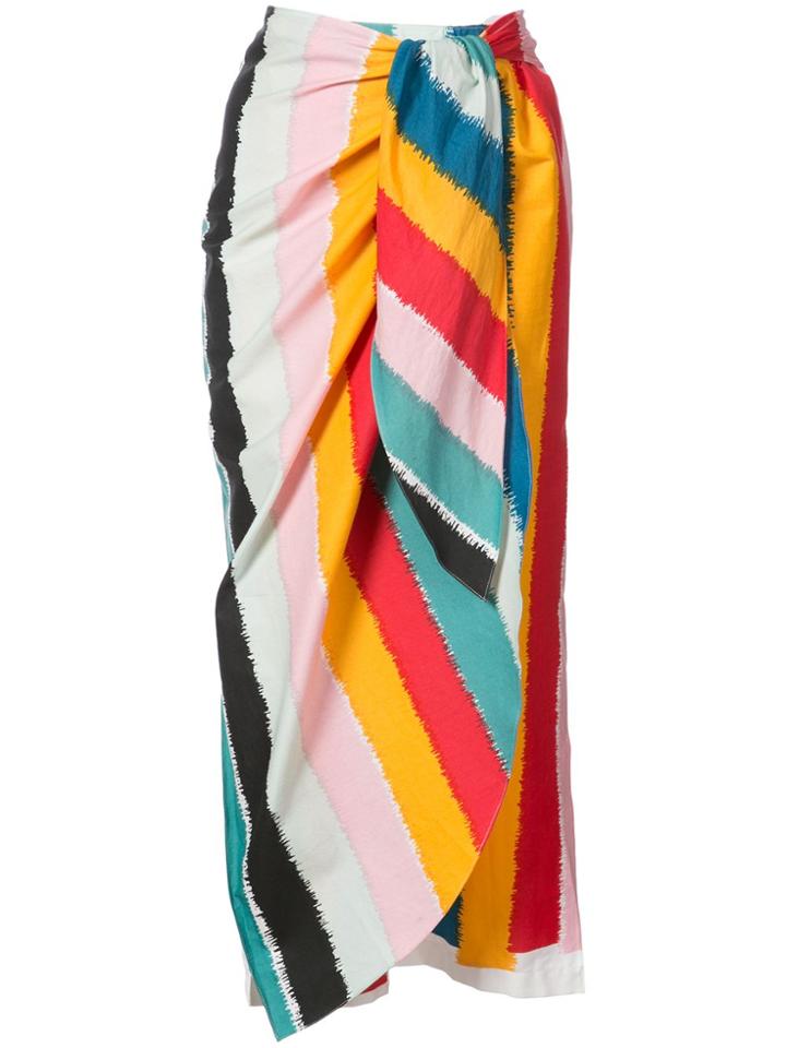 Tome Rainbow Tie Waist Midi Skirt - Multicolour
