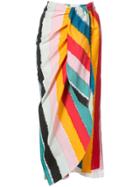 Tome Rainbow Tie Waist Midi Skirt - Multicolour