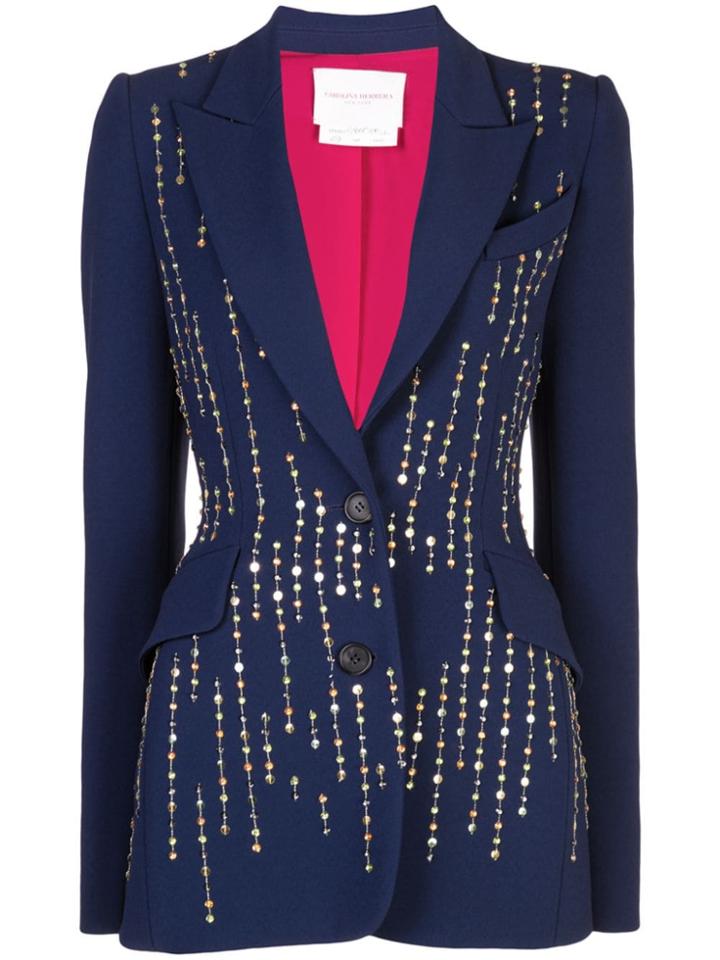 Carolina Herrera Bead Embroidery Blazer - Blue