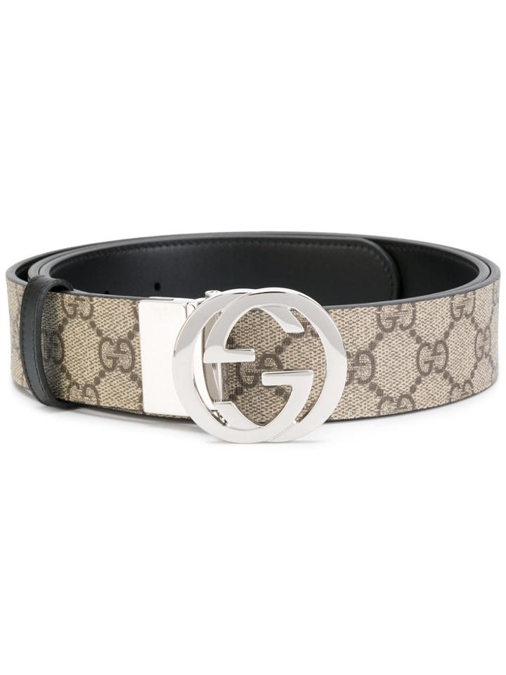 Gucci Gg Supreme Reversible Buckle Belt - Nude & Neutrals