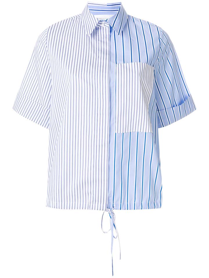 Victoria Victoria Beckham Striped Half Sleeve Shirt - Blue