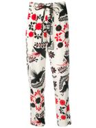 Red Valentino Floral And Bird Print Trousers - Neutrals