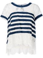 Edward Achour Paris Striped Lace T-shirt - White
