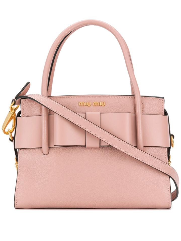 Miu Miu Bow Detail Mini Tote Bag - Pink & Purple