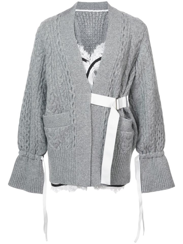 Sacai Lace Cami Layered Cardigan - Grey
