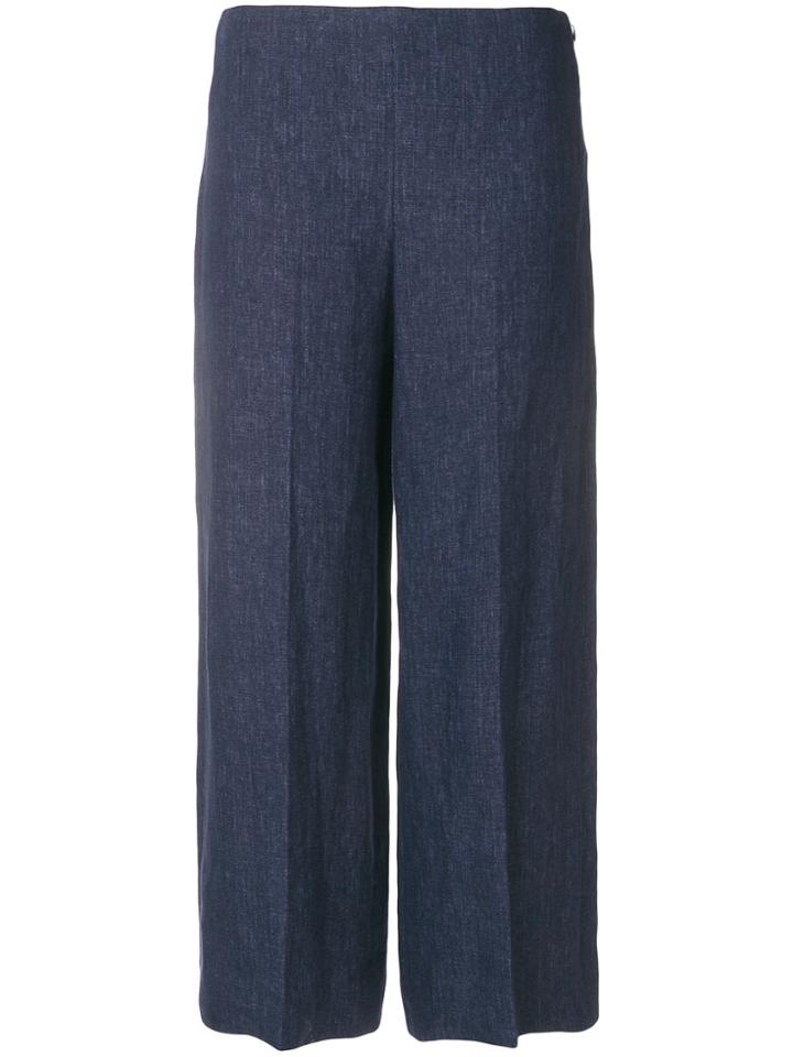Theory Wide-legged Cropped Trousers - Blue