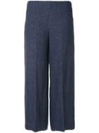 Theory Wide-legged Cropped Trousers - Blue