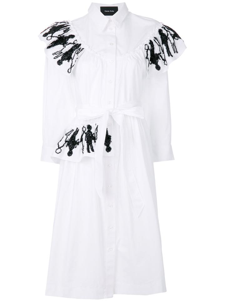 Simone Rocha Embroidered Shirt Dress - White