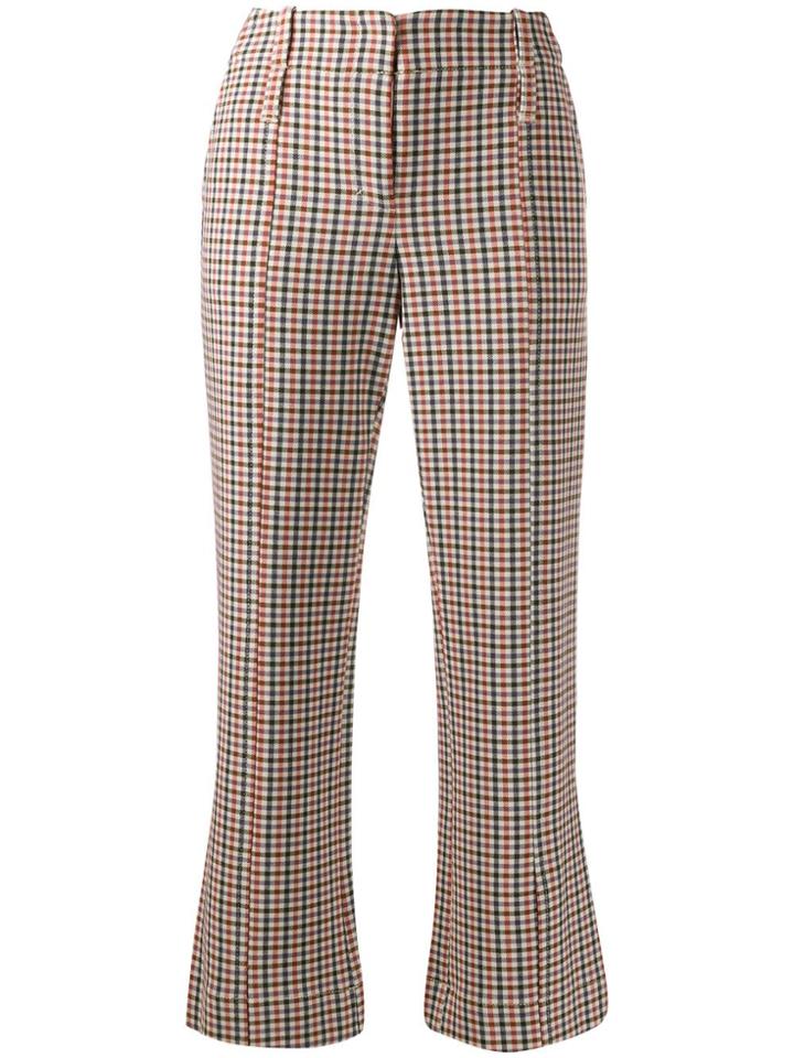 Tory Burch Cropped Plaid Trousers - Neutrals