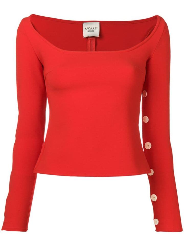 A.w.a.k.e. Mode Off-the-shoulder T-shirt - Red