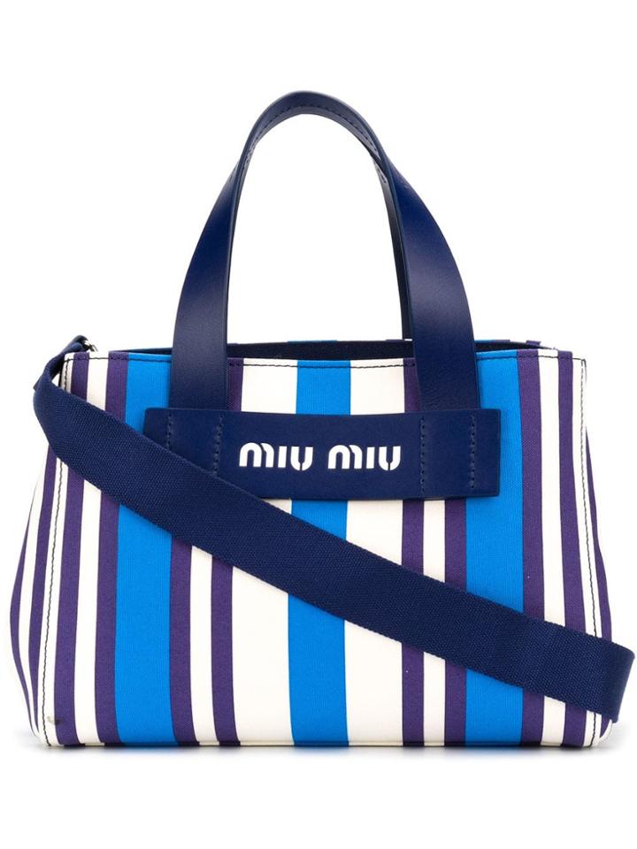 Miu Miu Striped Shopper Tote - Blue