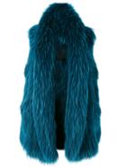 Liska Sleeveless Fur Coat - Blue