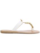 Ancient Greek Sandals Iris Column Beads Sandals - White