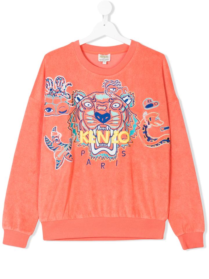 Kenzo Kids Teen Logo Embroidered Towelling Sweatshirt - Yellow &