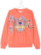 Kenzo Kids Teen Logo Embroidered Towelling Sweatshirt - Yellow &