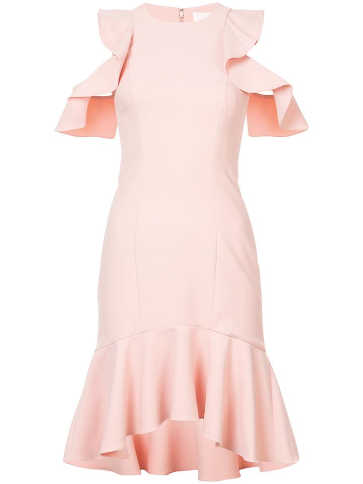 Cinq A Sept Cold Shoulder Frill Dress - Pink & Purple