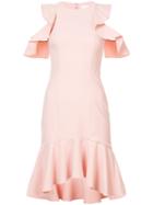 Cinq A Sept Cold Shoulder Frill Dress - Pink & Purple