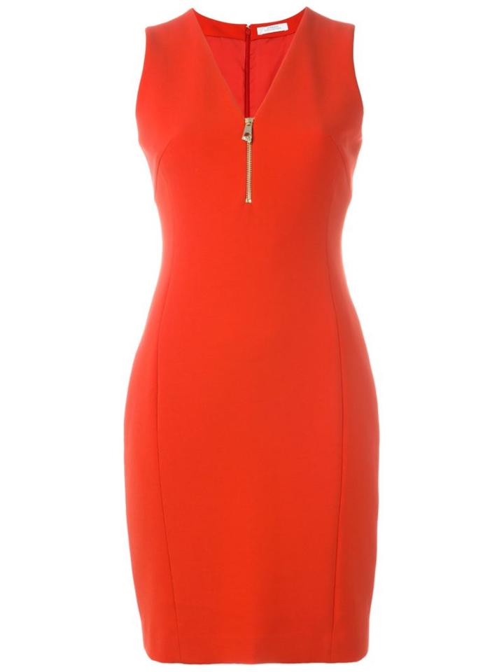 Versace Collection Zip Neckline Mini Dress, Women's, Size: 42, Red, Polyester/spandex/elastane/viscose/polyester