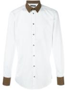 Dolce & Gabbana Polka Dot Trim Shirt, Men's, Size: 41, White, Cotton