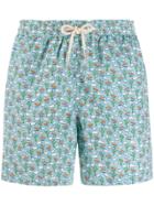 Mc2 Saint Barth Cactus Print Swim Shorts - Blue