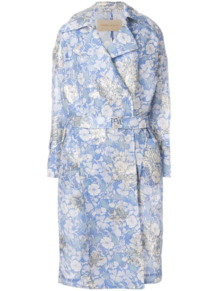 Christian Wijnants Belted Floral Coat - Blue