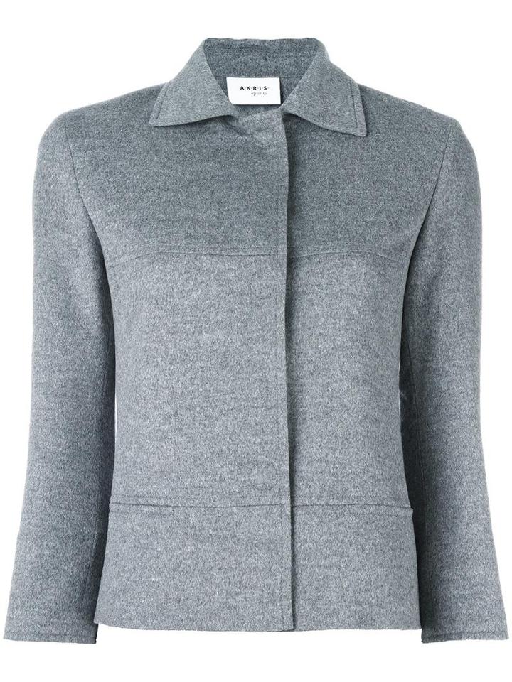 Akris Punto Cropped Jacket, Women's, Size: 42, Grey, Viscose/wool/angora