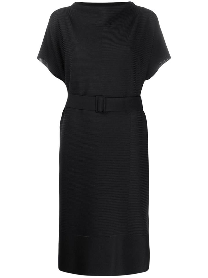 Issey Miyake Belted Rib Dress - Black