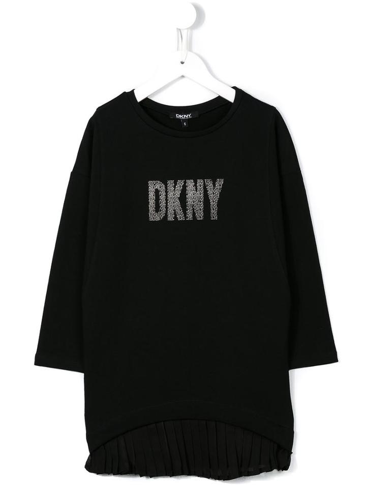 Dkny Kids Pleated Hem T-shirt Dress, Girl's, Size: 10 Yrs, Black