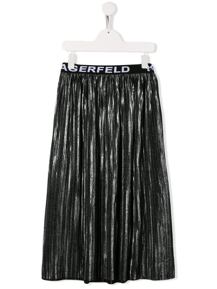 Karl Lagerfeld Kids Teen Pleated Midi Skirt - Grey