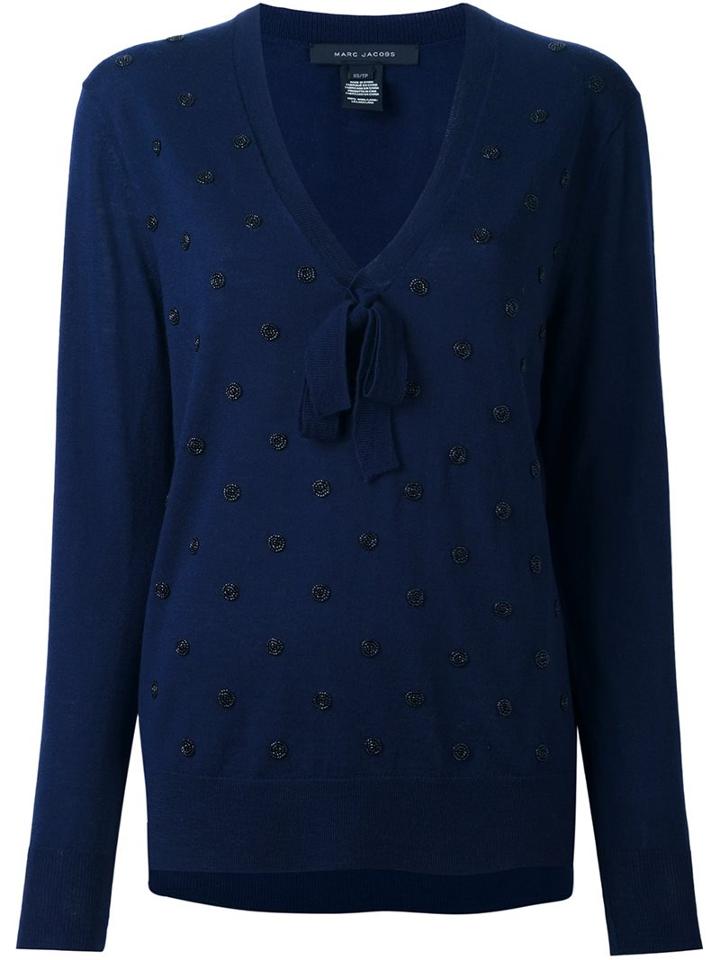 Marc Jacobs Swirl Embellished Jumper, Women's, Size: Xs, Blue, Wool