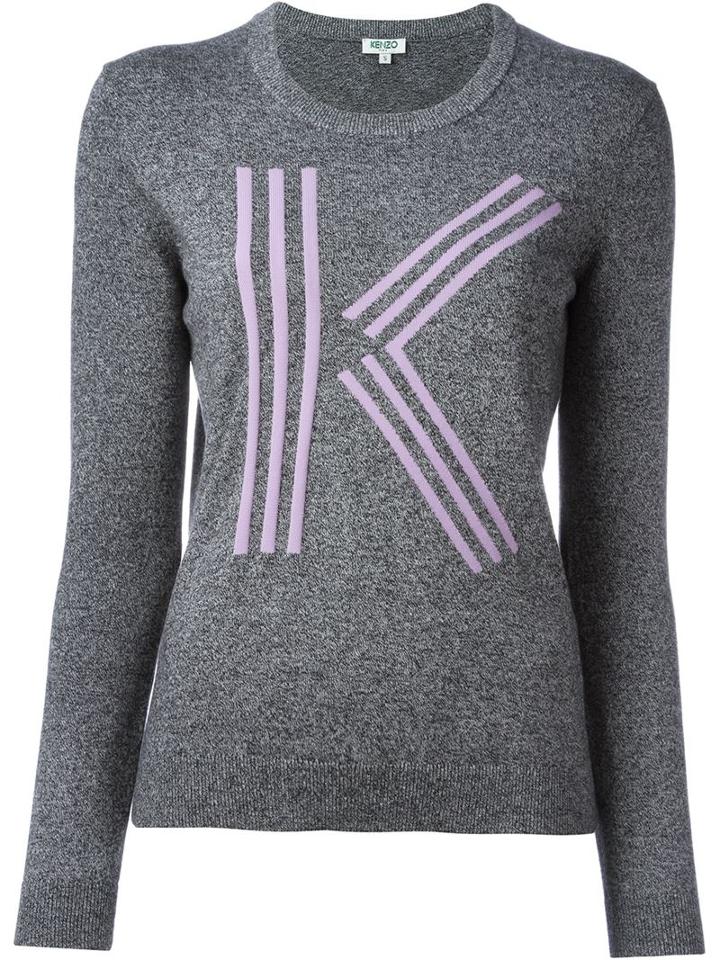 Kenzo K Intarsia Sweater, Women's, Size: Xs, Grey, Cotton/polyamide