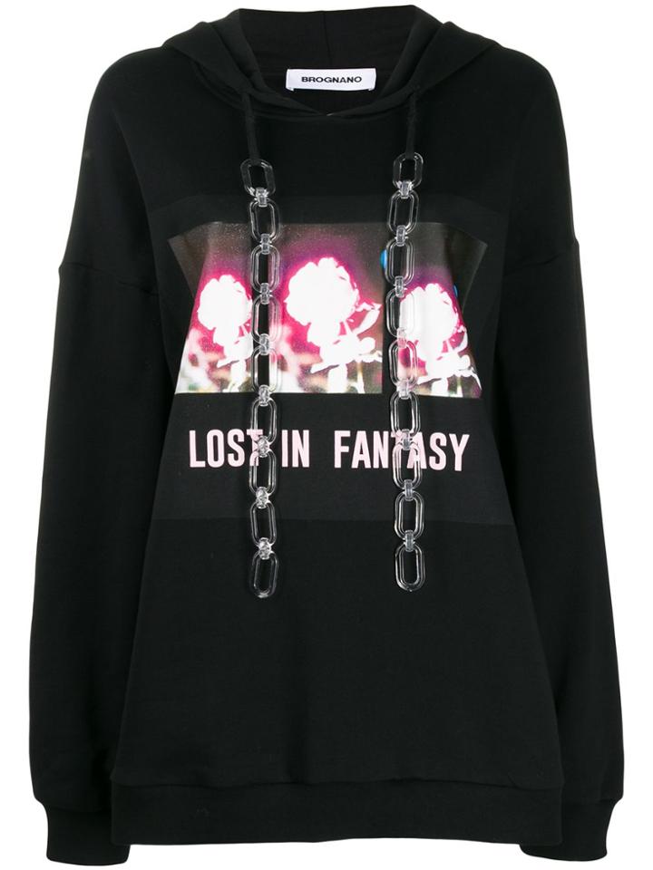 Brognano Chain-link Printed Hoodie - Black