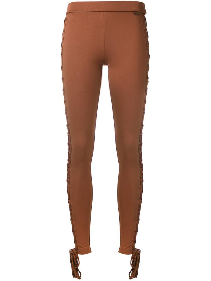 Fenty X Puma - Boxing And Bomber Lacing Tights - Women - Viscose/nylon/spandex/elastane - S, Brown, Viscose/nylon/spandex/elastane